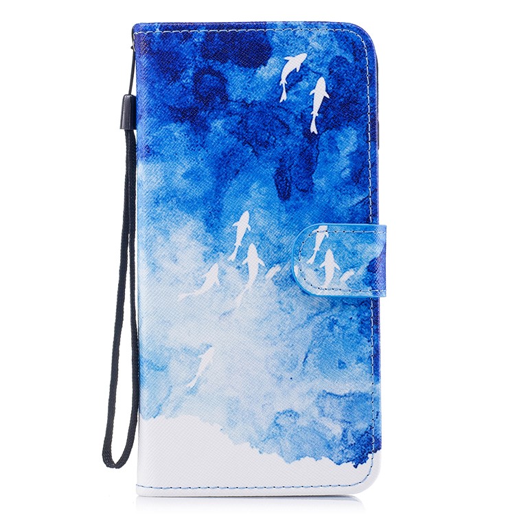 

Pattern Painting Cross Texture Leather Wallet Stand Cover for iPhone 8 Plus / 7 Plus 5.5 inch - Fishes