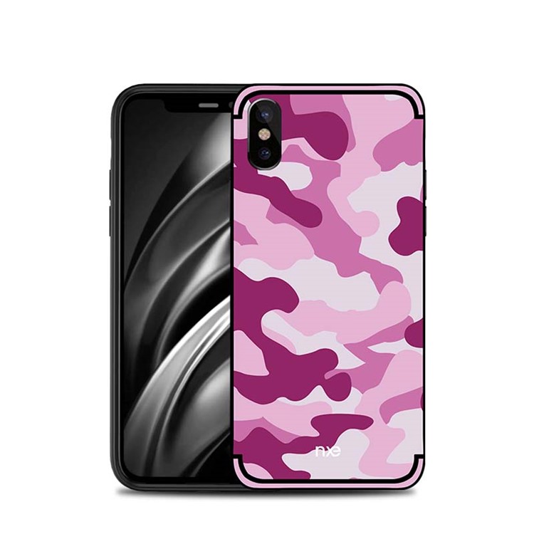 

NXE Camouflage PC + TPU Hybrid Shell Case with Kickstand for iPhone X/XS - Rose, iPhone X