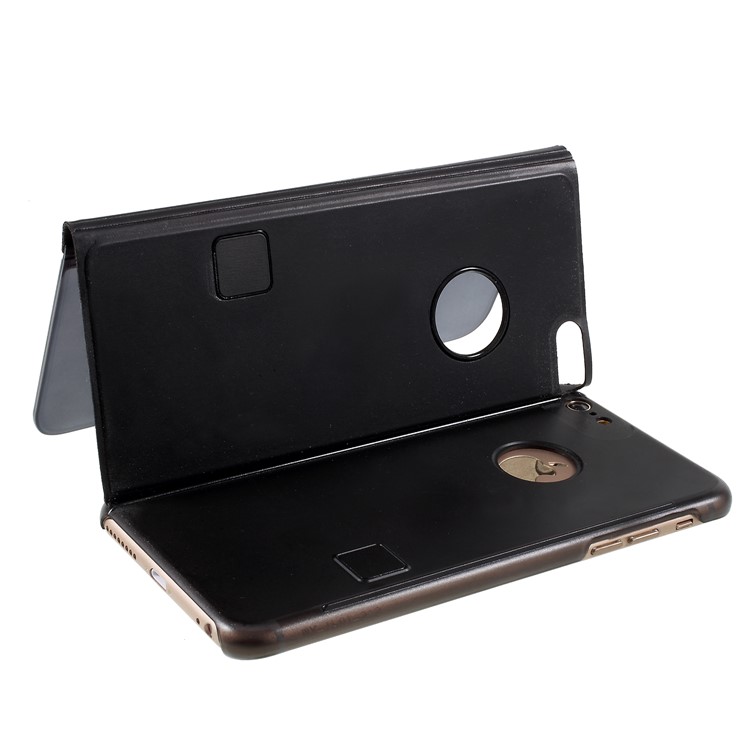 Plated Mirror Surface View Leather Stand Case for iPhone 6s Plus / 6 Plus - Black-5