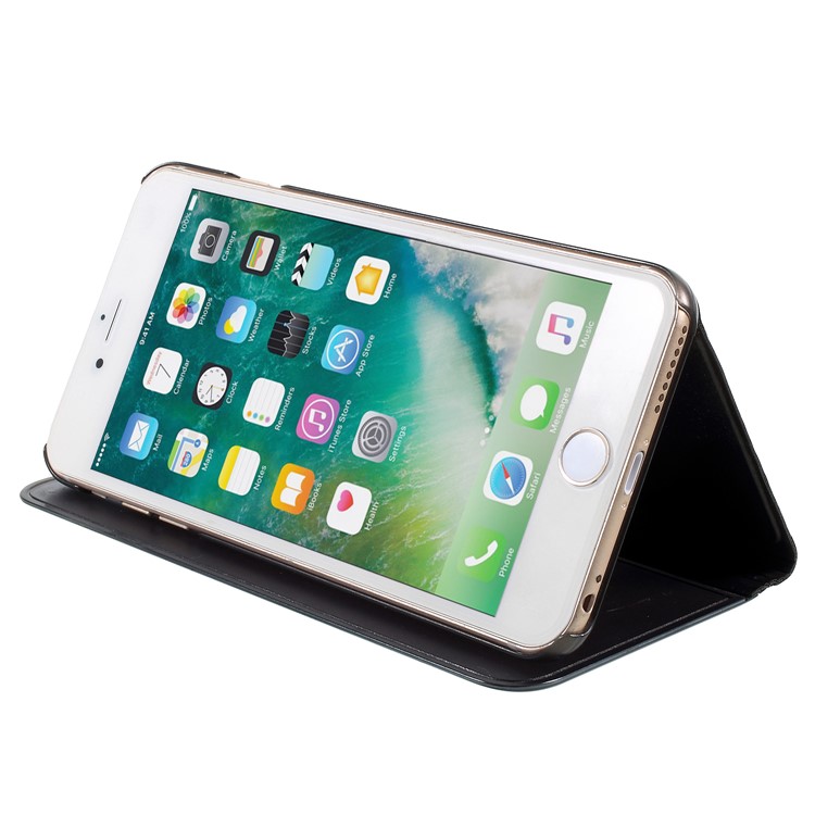 Plated Mirror Surface View Leather Stand Case for iPhone 6s Plus / 6 Plus - Black-6