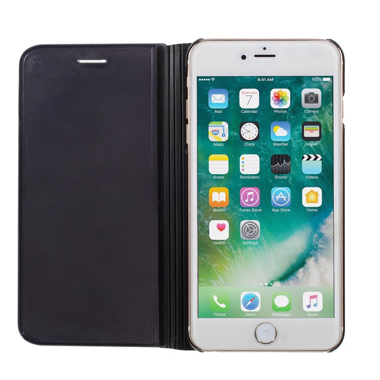 Plated Mirror Surface View Leather Stand Case for iPhone 6s Plus / 6 Plus - Black-8