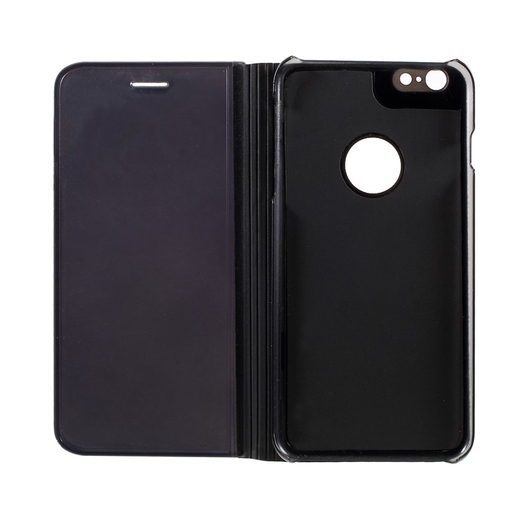 Plated Mirror Surface View Leather Stand Case for iPhone 6s Plus / 6 Plus - Black-9