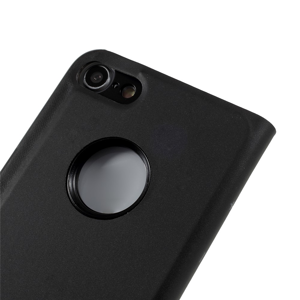 For iPhone 8/7 Plated Mirror Surface View Leather Cover with Stand - Black-5