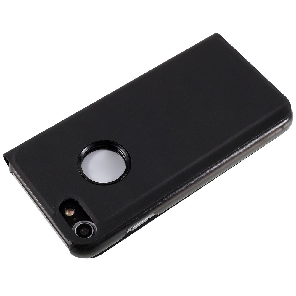 For iPhone 8/7 Plated Mirror Surface View Leather Cover with Stand - Black-6