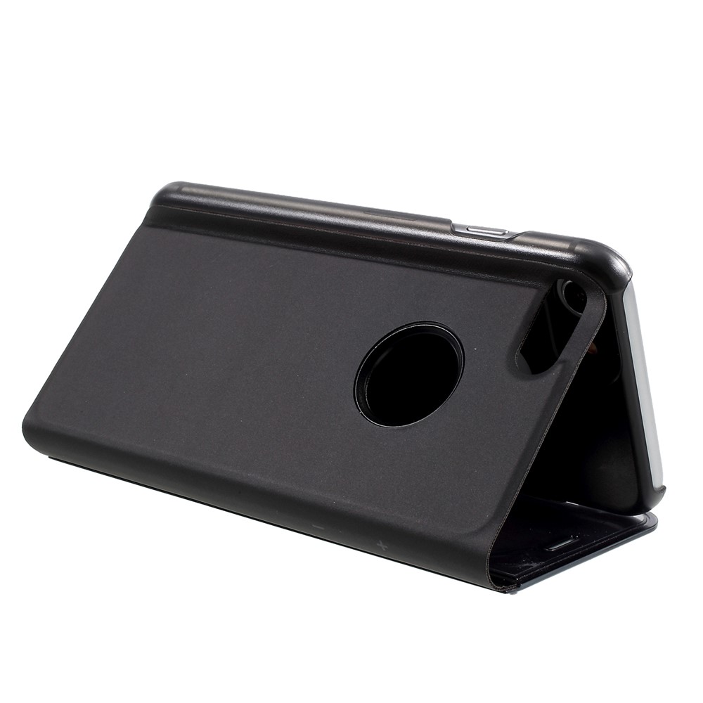 For iPhone 8/7 Plated Mirror Surface View Leather Cover with Stand - Black-9