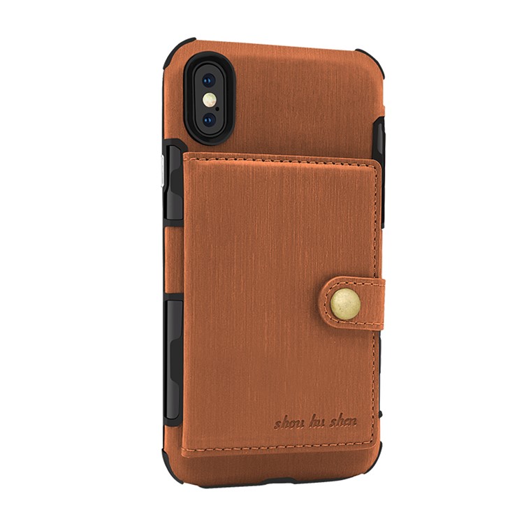 

Anti-drop Brushed Cloth Coated Plastic Phone Case for iPhone X 5.8 inch - Brown