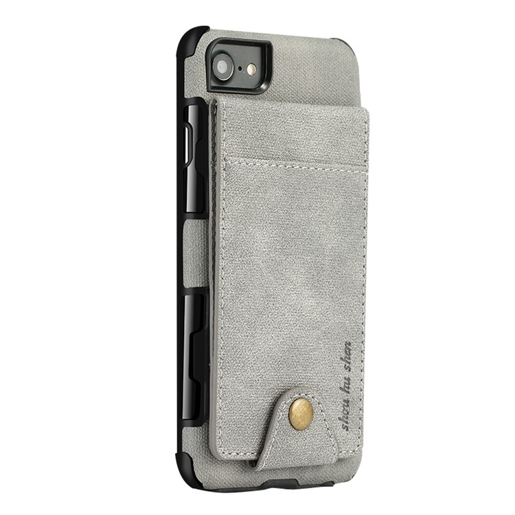 

Multifunctional PU Leather Coated TPU Back Cover with Card Holder for iPhone 8 / 7 - Grey