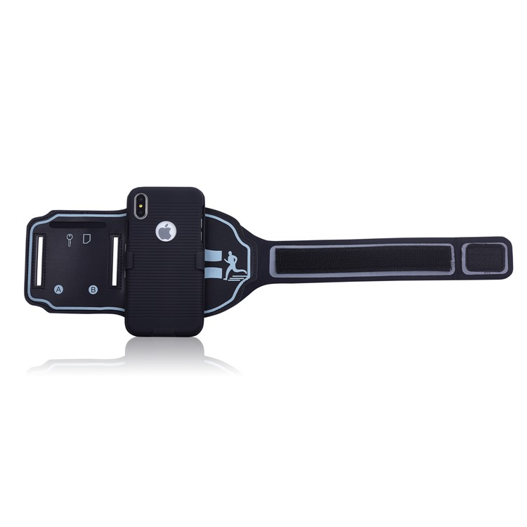 Para El Caso Del Brazalete Deportivo Del Patrón De La Raya Del Iphone X / 10 PC Shell De La Cubierta Del Híbrido De La PC + TPU-3