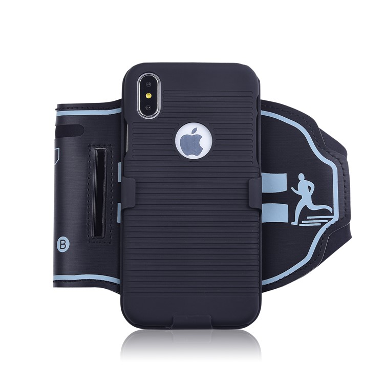 Para El Caso Del Brazalete Deportivo Del Patrón De La Raya Del Iphone X / 10 PC Shell De La Cubierta Del Híbrido De La PC + TPU-5