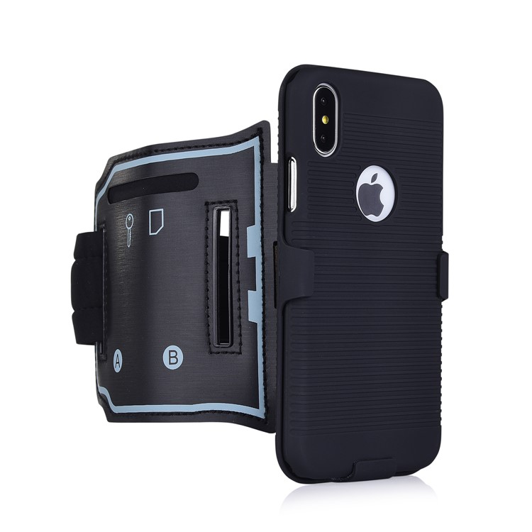 Para El Caso Del Brazalete Deportivo Del Patrón De La Raya Del Iphone X / 10 PC Shell De La Cubierta Del Híbrido De La PC + TPU-7