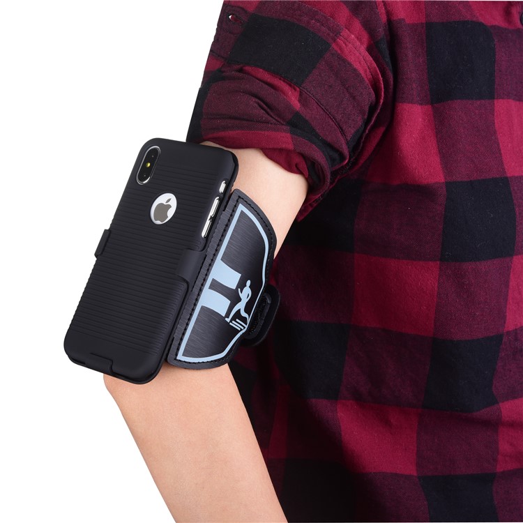 Para El Caso Del Brazalete Deportivo Del Patrón De La Raya Del Iphone X / 10 PC Shell De La Cubierta Del Híbrido De La PC + TPU-11