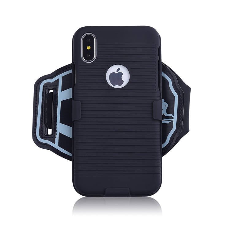 Para El Caso Del Brazalete Deportivo Del Patrón De La Raya Del Iphone X / 10 PC Shell De La Cubierta Del Híbrido De La PC + TPU-15