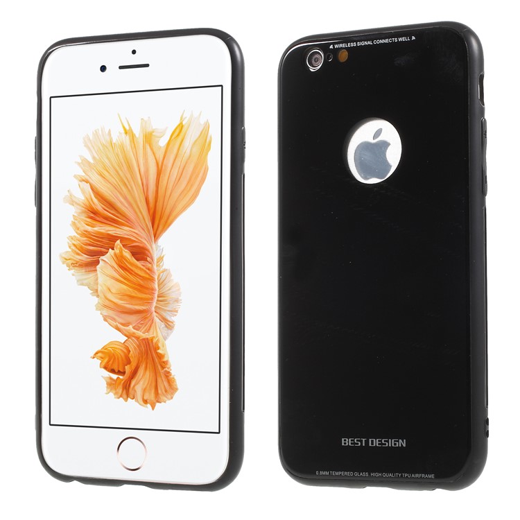 Acrylic Back + TPU Edges Hybrid Mobile Case for iPhone 6s/6 - Black-1