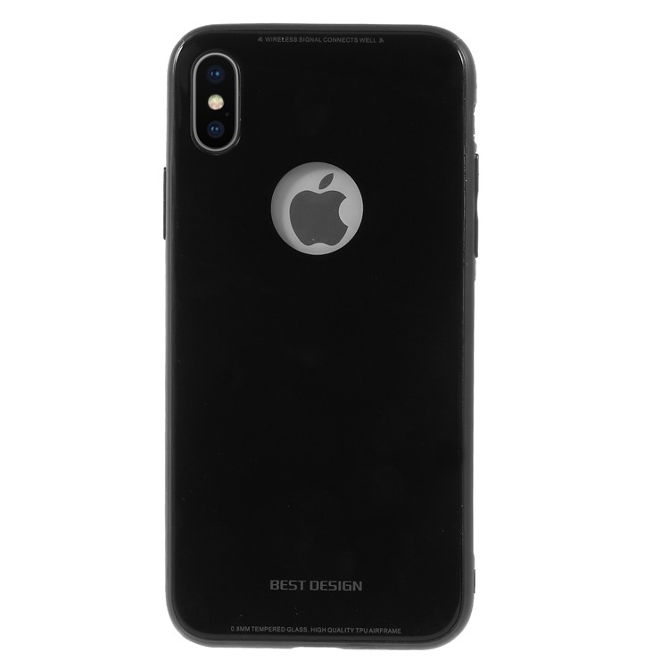 TPU Edges + Acrylic Mirror-like Back Hybrid Case for iPhone X - Black-2