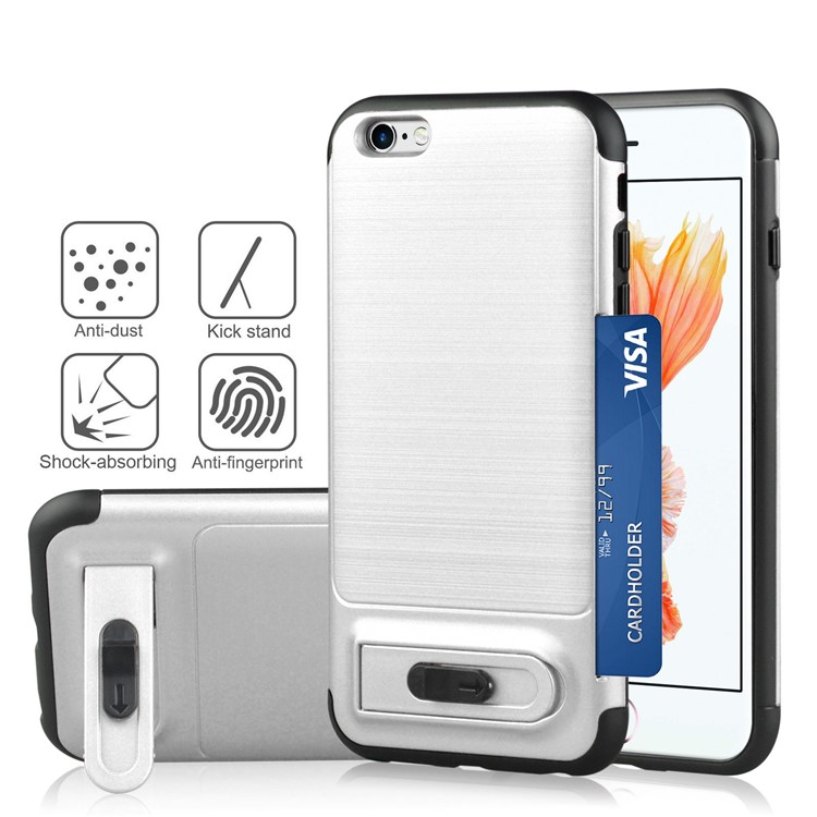 

ANGIBABE Подстаканник Для Держателей Карт Подставки TPU + PC Для Iphone 6s / 6 - Серебряный