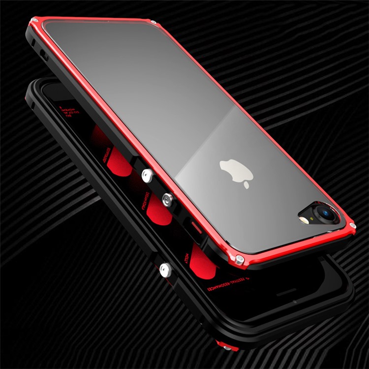 BOBYT Legend Series Metal Frame + Acrylic Back Mobile Case for iPhone 8 / 7 - Black / Red-1
