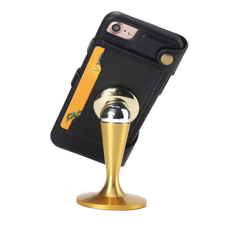 2-in-1 Zipper Pocket Leather Wallet Case + Detachable TPU Cover for iPhone 8/7 4.7 - Black-12
