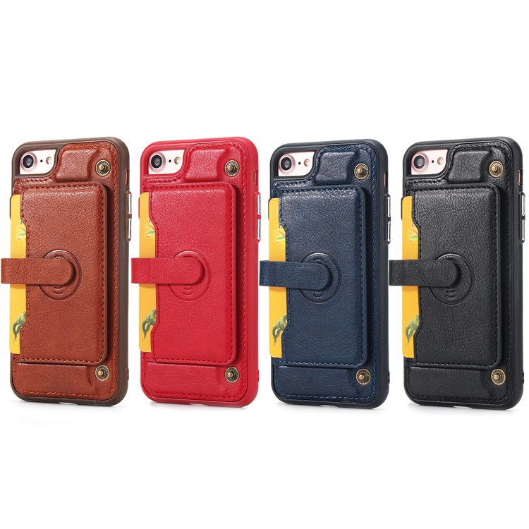 2-in-1 Zipper Pocket Leather Wallet Case + Detachable TPU Cover for iPhone 8/7 4.7 - Black-16