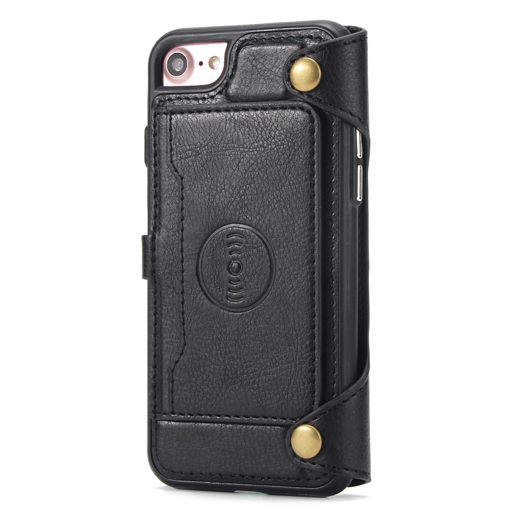 2-in-1 Zipper Pocket Leather Wallet Case + Detachable TPU Cover for iPhone 8/7 4.7 - Black-3