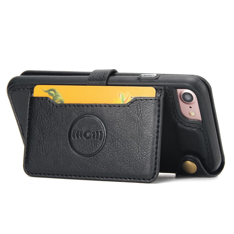 2-in-1 Zipper Pocket Leather Wallet Case + Detachable TPU Cover for iPhone 8/7 4.7 - Black-5