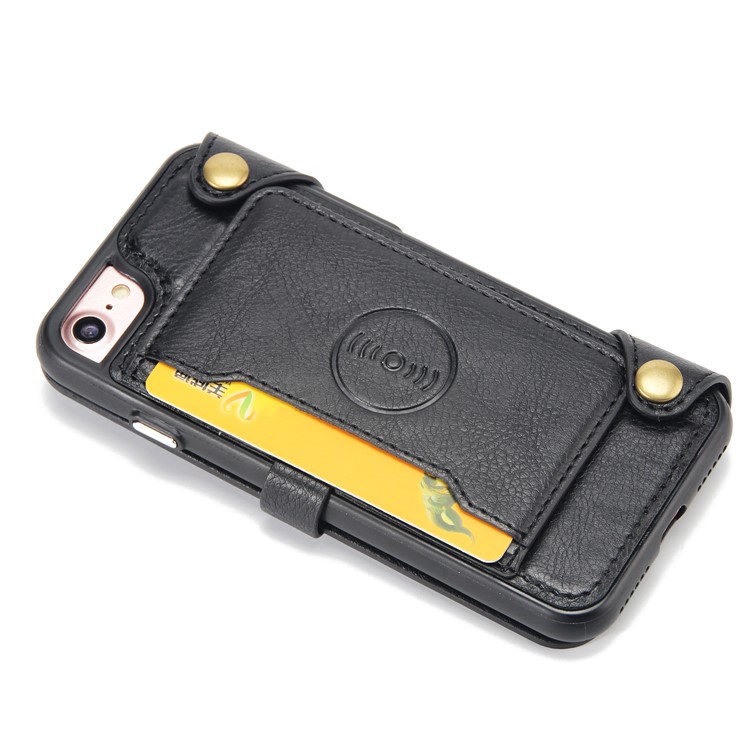 2-in-1 Zipper Pocket Leather Wallet Case + Detachable TPU Cover for iPhone 8/7 4.7 - Black-6