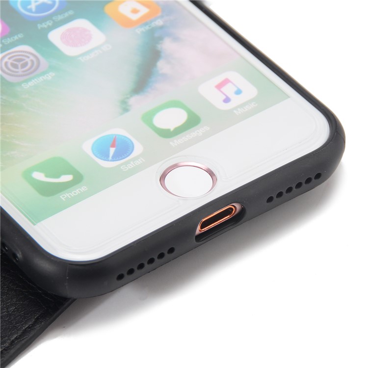 2-in-1 Zipper Pocket Leather Wallet Case + Detachable TPU Cover for iPhone 8/7 4.7 - Black-9