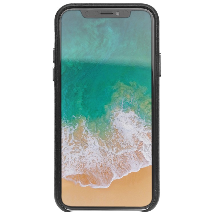 QIALINO Couro Genuíno Capa De Telefone Móvel Caso Para Iphone X / 10 - Preto-3
