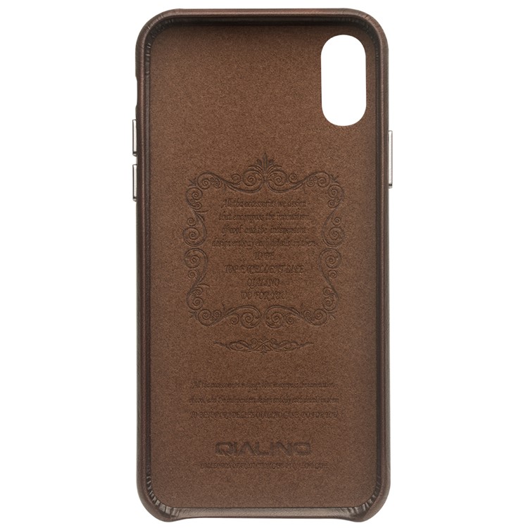 QIALINO Couro Genuíno Capa Protetora De Capa Móvel Para Iphone X / 10 - Café-2