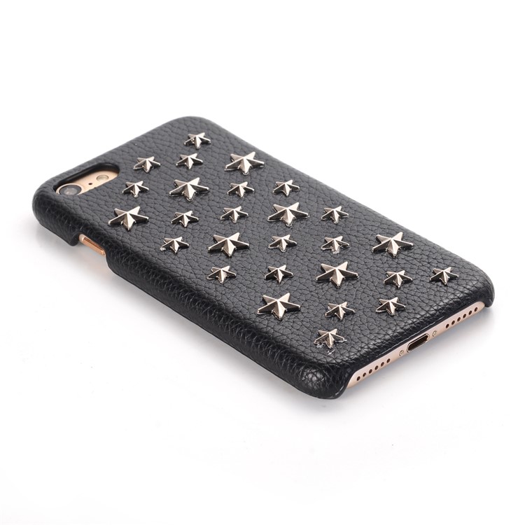 3D Star Pattern Metal Rivet Leather Coated Hard PC Case for iPhone 8/7 - Black-5