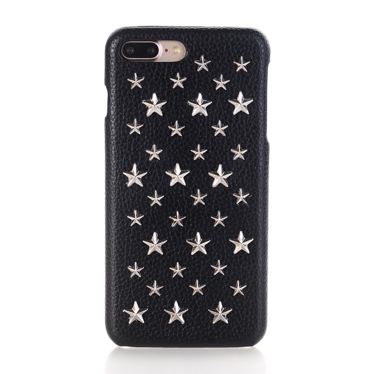 3D Star Pattern Metal Rivet Leather Coated Hard PC Case for iPhone 8 Plus / 7 Plus - Black-1