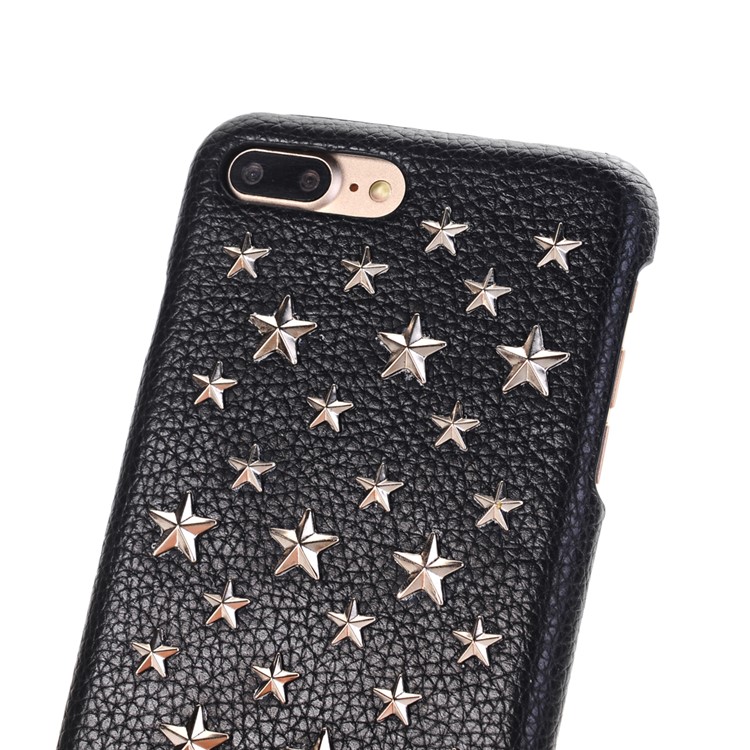 3D Star Pattern Metal Rivet Leather Coated Hard PC Case for iPhone 8 Plus / 7 Plus - Black-4