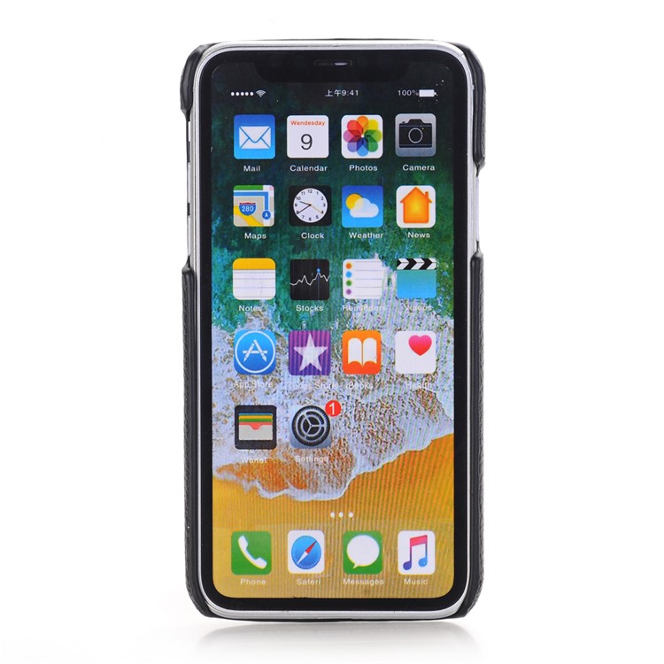 3D Star Pattern Metal Rivet Leather Coated Hard PC Case for iPhone X - Black-3