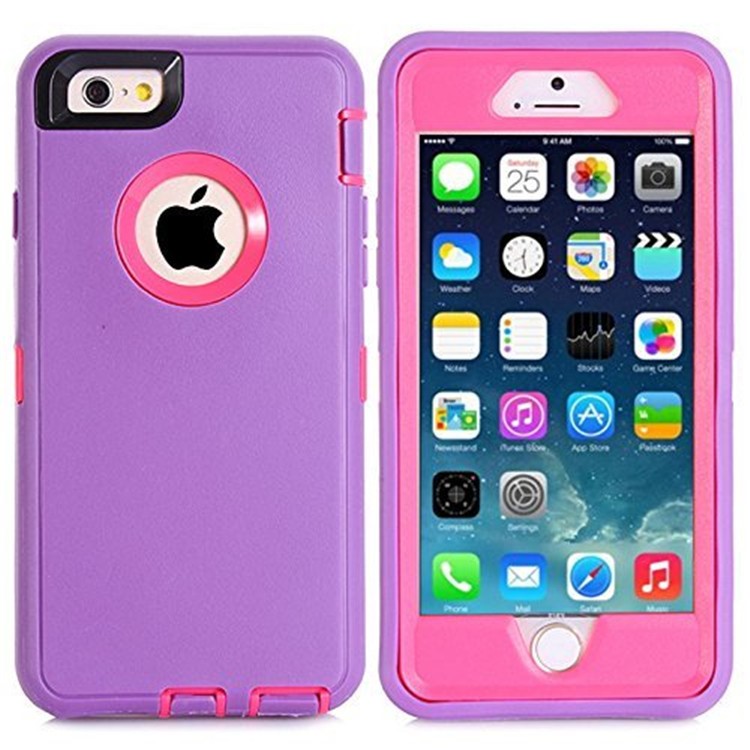 Shockproof Drop-proof Dust-proof Plastic + TPU Combo Case for iPhone 6s/6 - Purple + Rose-1