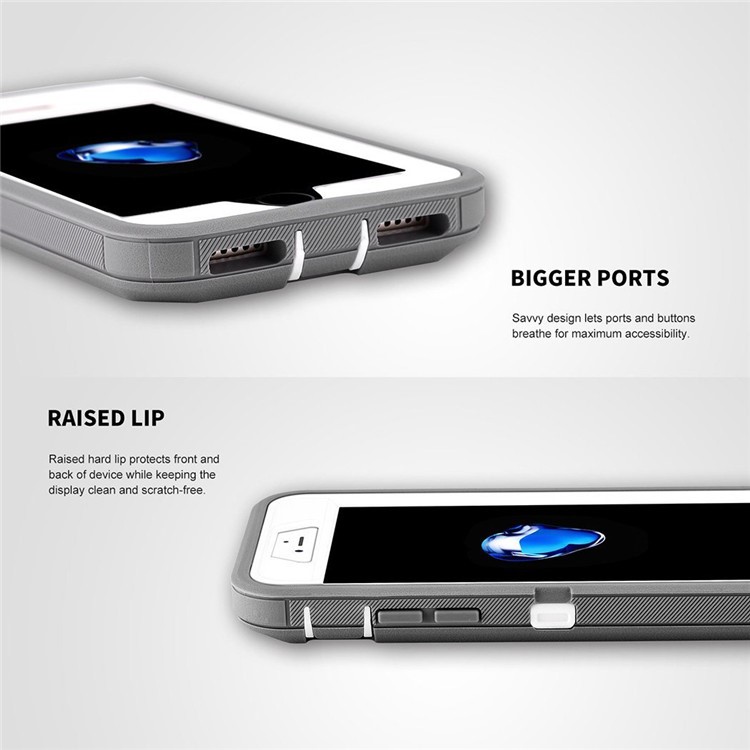 Shockproof Drop-proof Dust-proof Plastic + TPU Hybrid Phone Case for iPhone 8/7 - White + Grey-3