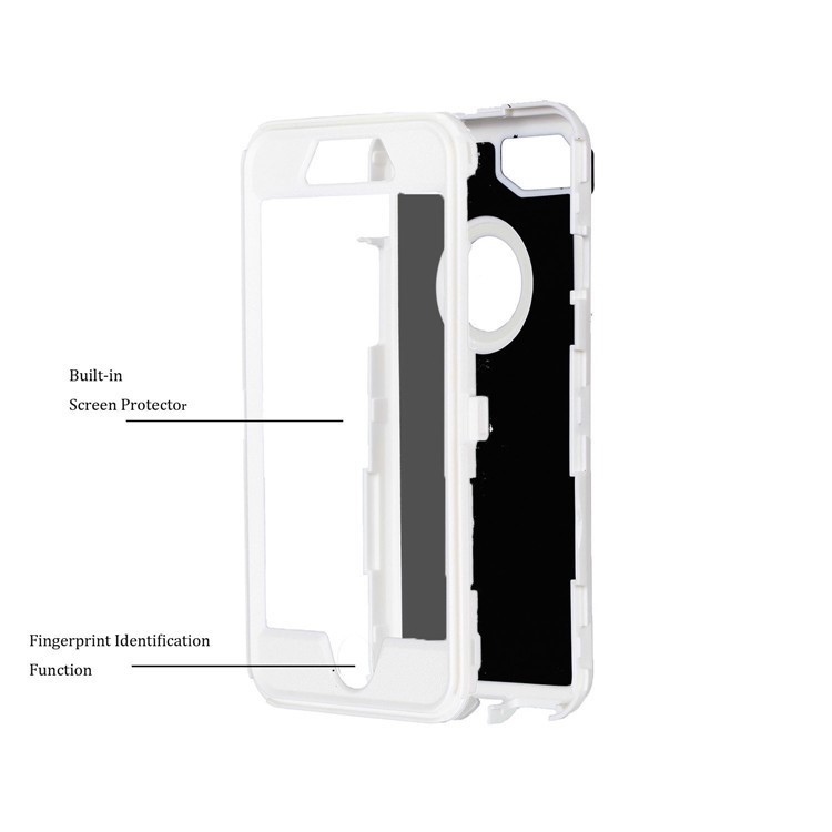 Shockproof Drop-proof Dust-proof Plastic + TPU Hybrid Phone Case for iPhone 8/7 - White + Grey-4