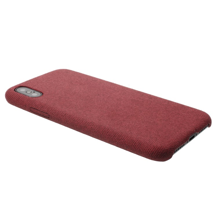 Linen Cloth Texture PU Leather Coated PC Cell Phone Cover for iPhone X - Red-3