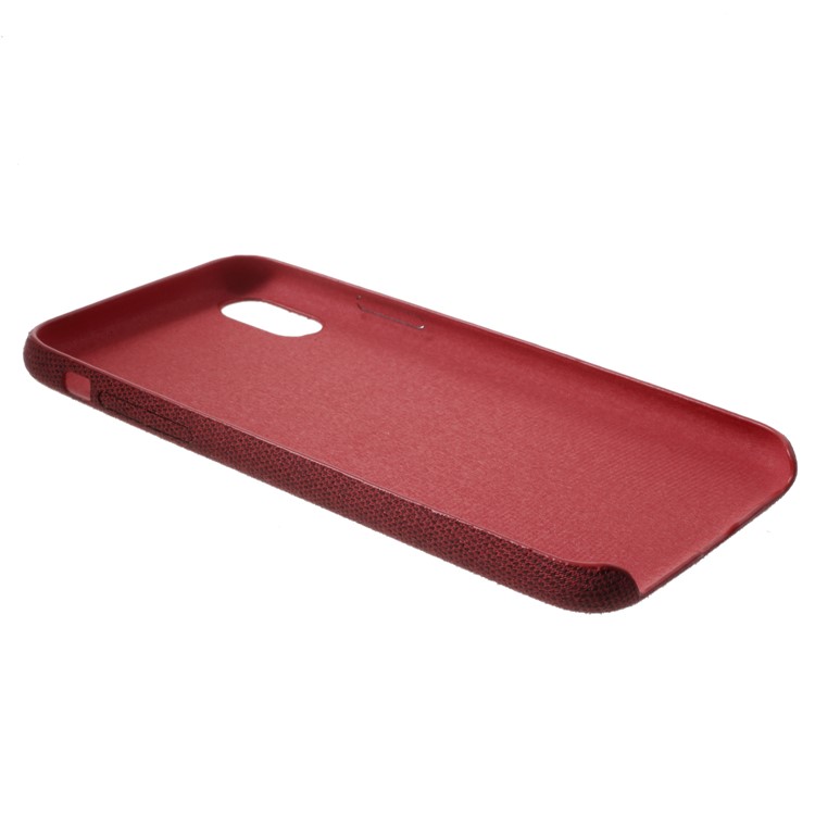 Linen Cloth Texture PU Leather Coated PC Cell Phone Cover for iPhone X - Red-4