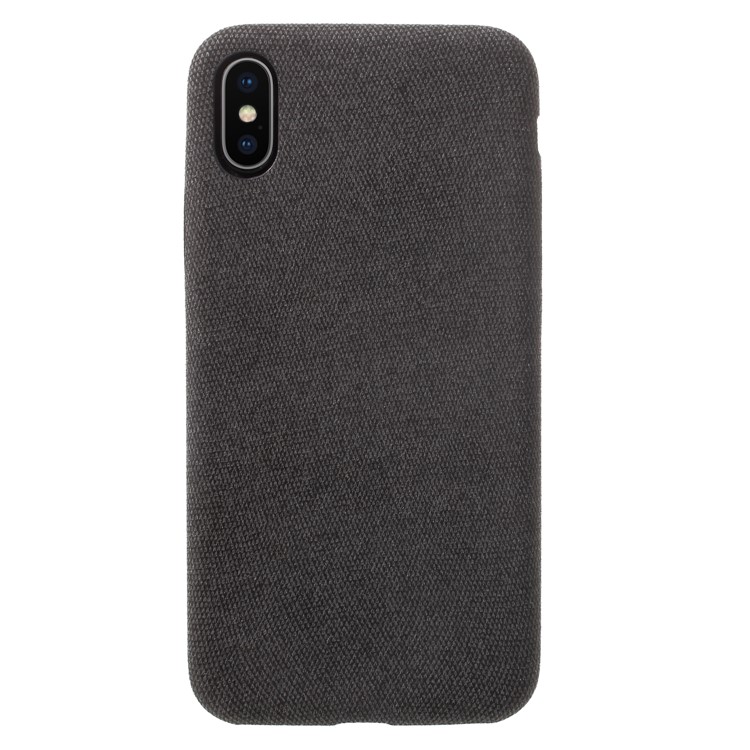 

Текстура Льняной Ткани PU Кожаный Чехол Для Мобильного Телефона ПК Для Iphone X - Черный
