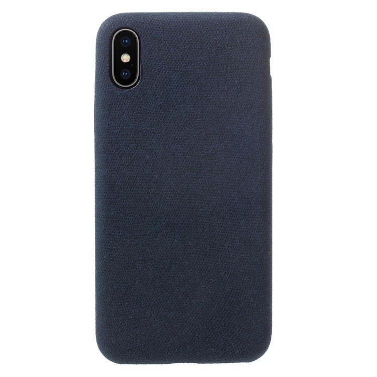 

Linen Cloth Texture PU Leather Coated PC Mobile Phone Cover for iPhone X - Dark Blue