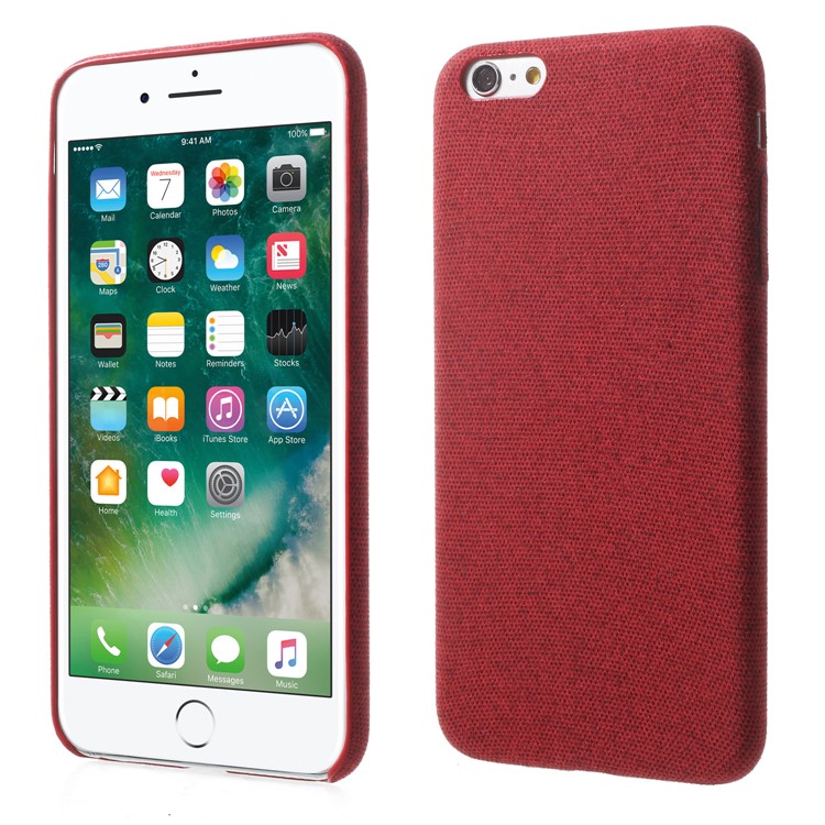 Linen Cloth Texture PU Leather Coated PC Cell Phone Cover for iPhone 6s Plus / 6 Plus - Red-1