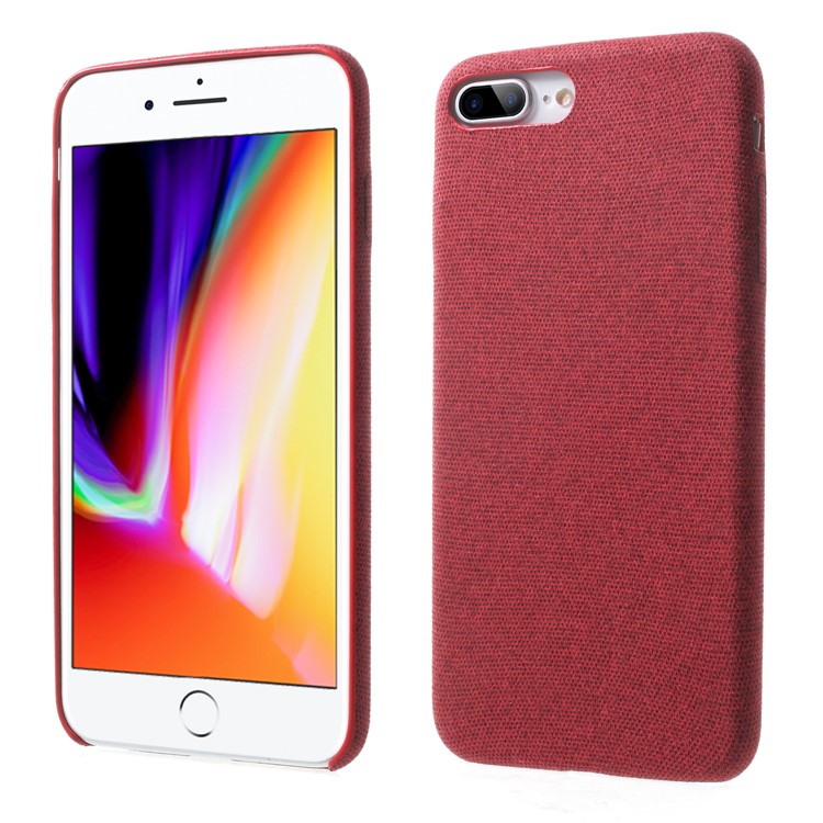 

Linen Cloth Texture PU Leather Coated PC Cell Phone Cover for iPhone 8 Plus / 7 Plus - Red