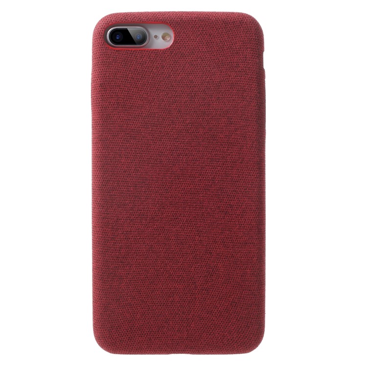 Linen Cloth Texture PU Leather Coated PC Cell Phone Cover for iPhone 8 Plus / 7 Plus - Red-2