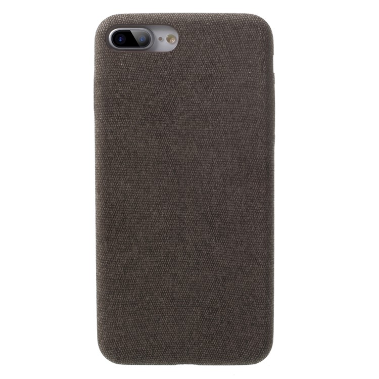 

Linen Cloth Texture PU Leather Coated PC Mobile Phone Shell for iPhone 8 Plus / 7 Plus - Coffee
