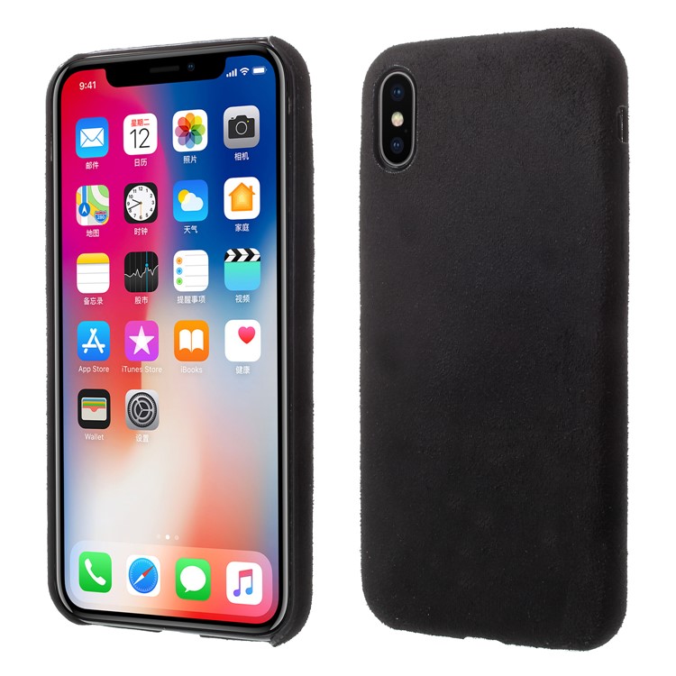 

Anti-царапины Замши Кожи Жесткий Корпус ПК Для Iphone X - Черный, iPhone X
