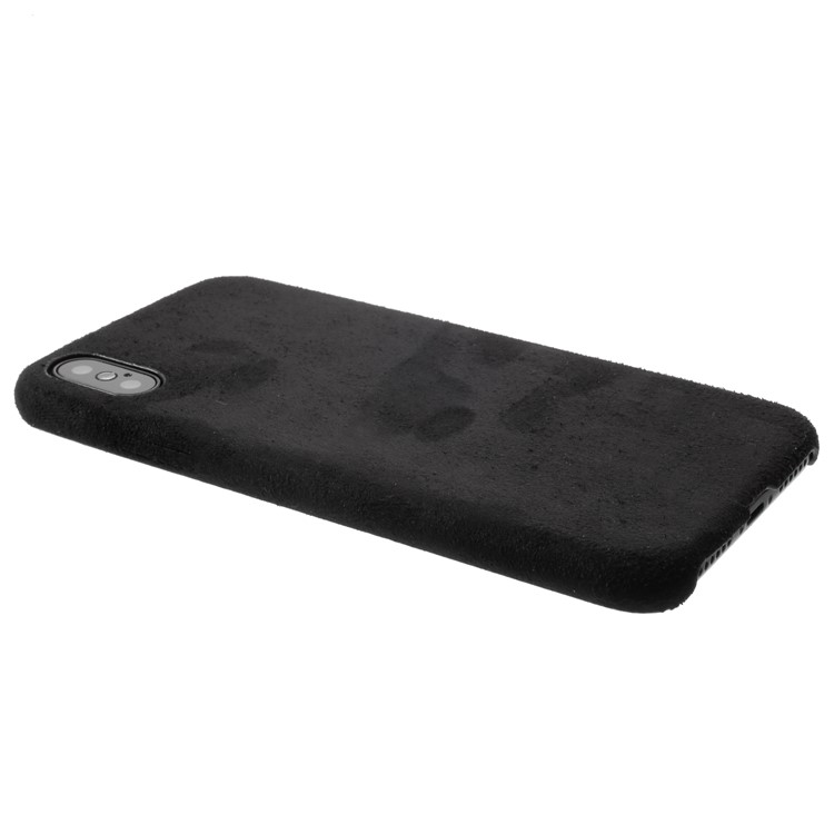 Anti-scratch Suede Skin Hard PC Case for iPhone X - Black-3