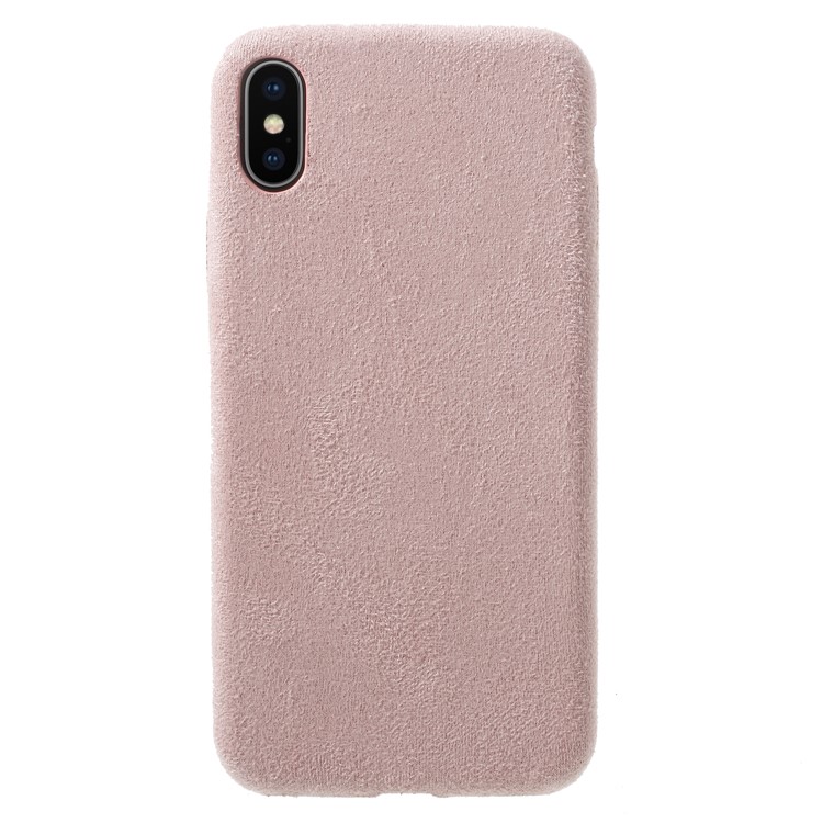 

Anti-scratch Suede Skin Hard Plastic Case for iPhone X - Pink