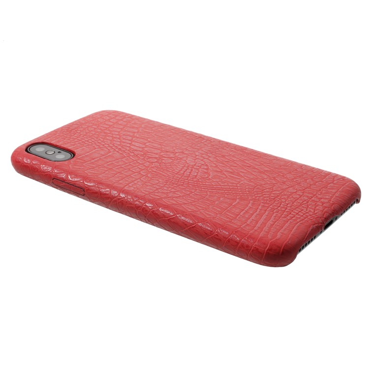 Leather Coated Crocodile Texture PC Mobile Cover for iPhone X/10 - Red-3