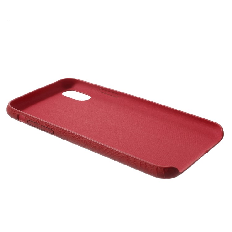 Leather Coated Crocodile Texture PC Mobile Cover for iPhone X/10 - Red-4