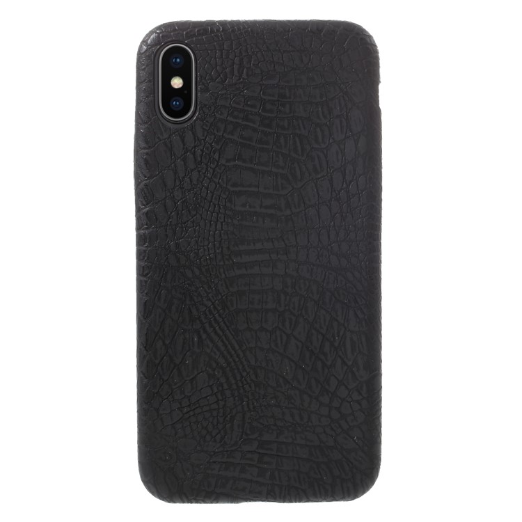

Crocodile Texture Leather Coated PC Back Case for iPhone X/10 - Black