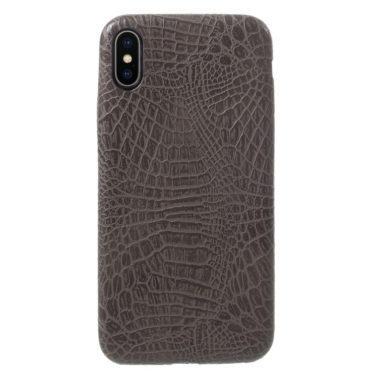 

Crocodile Texture Leather Coated PC Back Cover for iPhone X/10 - Grey